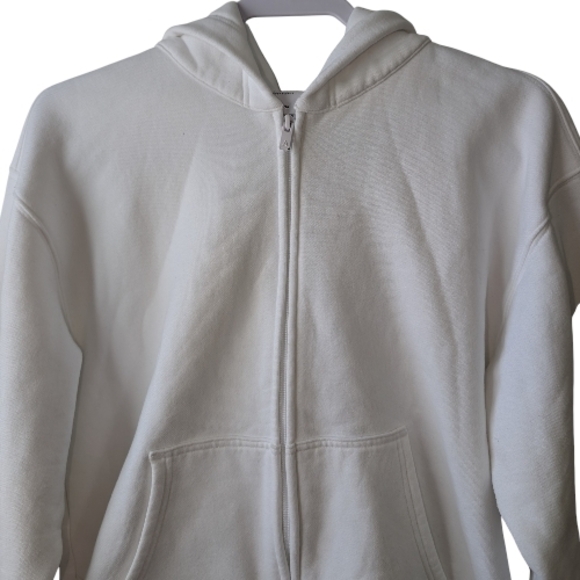 ARITZIA WOMEN'S WHITE COZY FLEECE MEGA ZIP HOODIE SIZE L - Picture 5 of 13